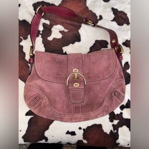 Elegant Suede Shoulder Bag in Mauve by Coach